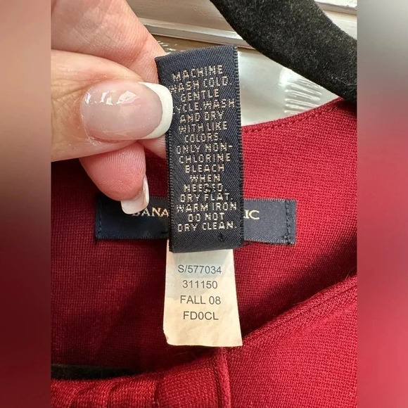 Vintage Banana Republic Sleeveless Burgundy Knit Sheath Dress Pockets Size 6 S - Picture 9 of 10